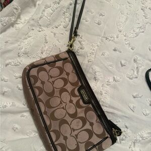 Coach Signature Brown Wristlet